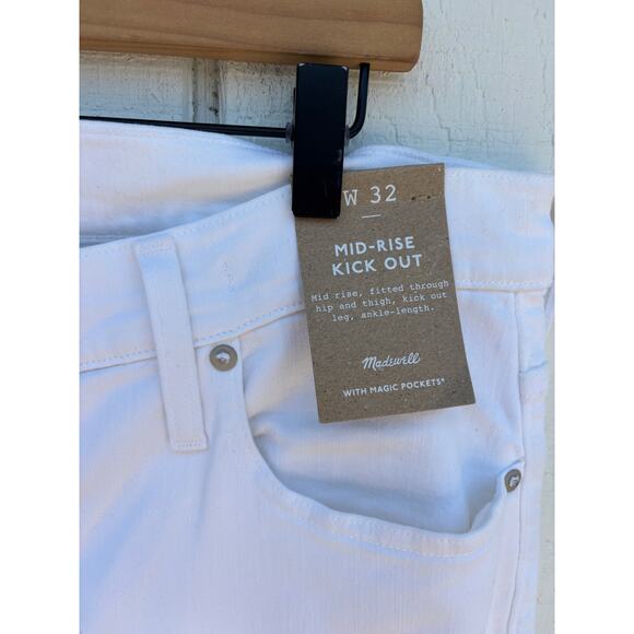 NWT Madewell Mid‎ Rise Kick Out White Jeans, Sz 32 - Picture 6 of 8